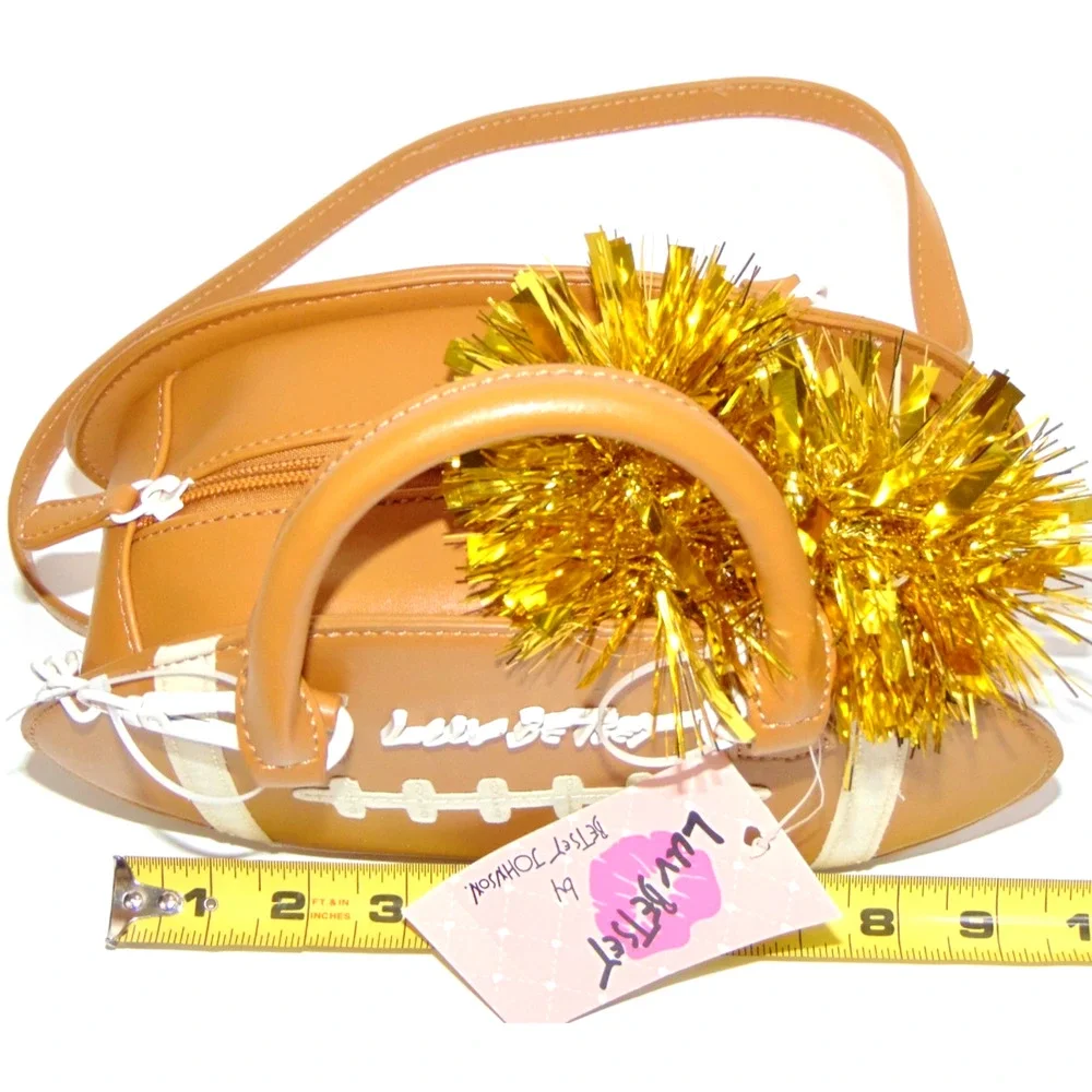 Betsey Johnson Football Bag Brown & White Mini Satchel Luv Betsey Novelty Purse - Picture 13 of 16